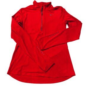 Nike Dri Fit Element Running 1/2 Zip Pullover Neon Red Women’s Size S Shirt Top